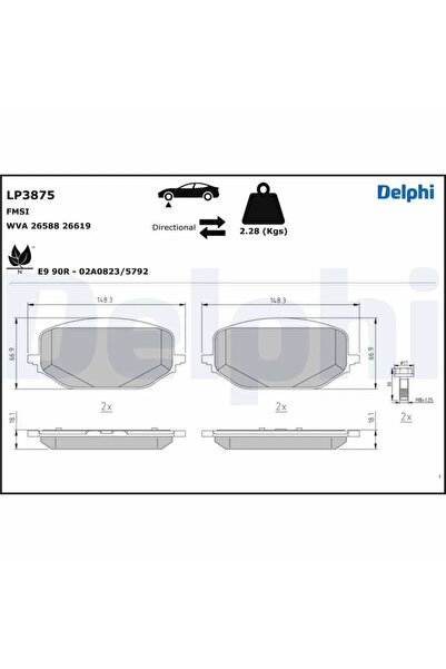 DELPHİ Set Placute Frana Frana Disc Citroen C4 Grand Picasso 2/C4 Picasso 201...