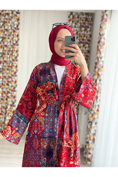 TESETTÜREVİM Bej Mavi Kimono