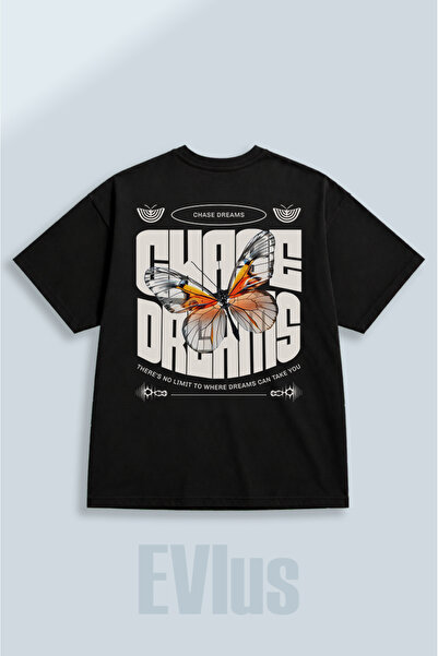 EVIus Oversize Chase Dreams εμπριμέ μπλουζάκι από 100% βαμβάκι με λαιμόκοψη κ...