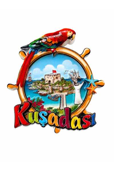 ella'nın çarşısı Kuşadası Magnet Kabartma Figürlü Polyester. Boyut : 7 cm x 8 cm