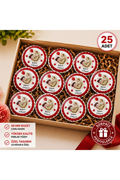 MANİFEST 23 Nisan Atatürk Temalı 58 mm Rozet – 25 Adet | Okul Etkinliği, Çocu...