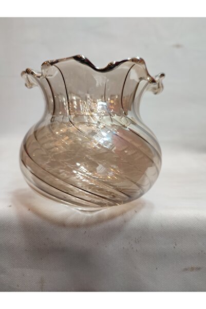 KUĞULU KÜÇÜK AVİZE CAMI.EL YAPIMI.BAL RENKTE (Duy yuvası:3.00 cm-h:9.50 cm) (E.14) Mum ampule göre.
