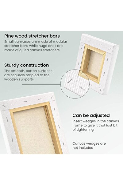 Fors White Canvas Boards, 10 Pieces, 15 x 15 cm, 100% Cotton, Blank Canvas Panels, Art Boards for