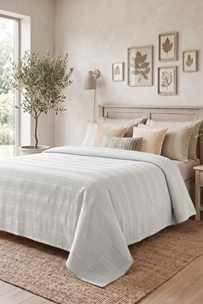Nart Home 100% قطن بيكيه أبيض مفرد بحواف من القطن 160x230