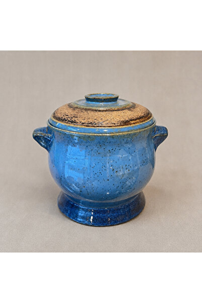 Ranowa Ceramic El Yapımı Stoneware Kapaklı Kavanoz – Mavi Sırlı Dekoratif Sak...