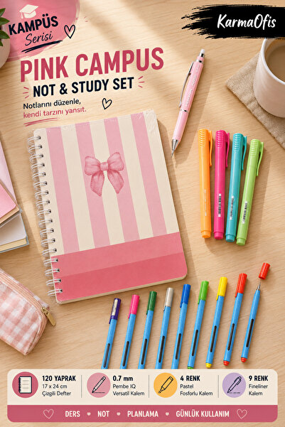 KarmaOfis Univerzitetski set papira iz serije Campus Pink – 120 listova s crt...