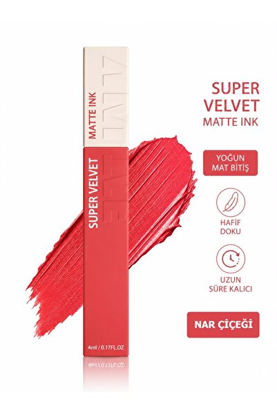 NUNUKO Super Velvet Matte Ink Likit Mat Ruj - Kalıcı Kadifemsi Mat Bitiş - Yo...