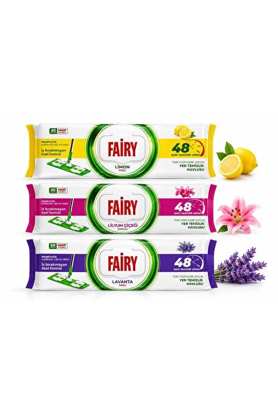 Fairy Surface and Floor Cleaning Wipes for Mop - 3 Pieces (150 Wipes) with Le...