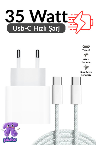 TeknoSon iPhone Şarj Aleti 35 W Usb-C iPhone 15 Pro 16e 16 Plus 17 Pro Max Uy...