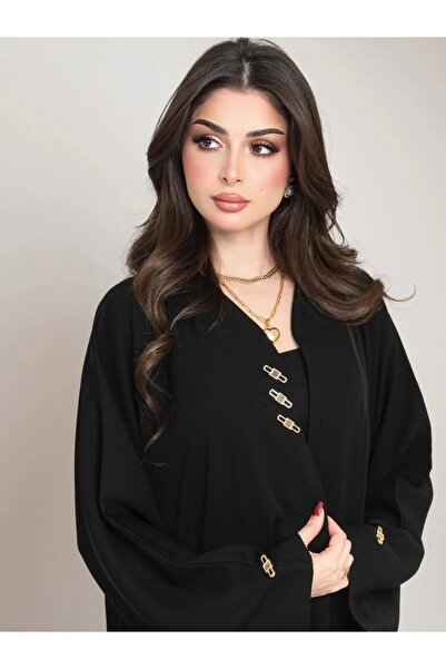 lutezi Women's Open Shoulder Cut Angel Abaya - Internet Fabric - Black Color