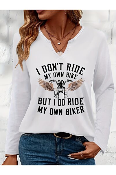mercoledi Ride Printed Cotton Half V-Neck Long Sleeve Blouse
