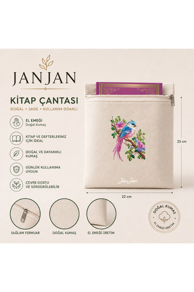 JANJAN Natural Fabric Book Cover,Washable Book Cover,Zippered Book Cover,Book...