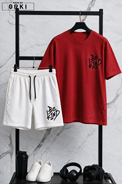 EFFRENATU Be Kind Printed Plus Size Unisex T-Shirt & White Shorts Set