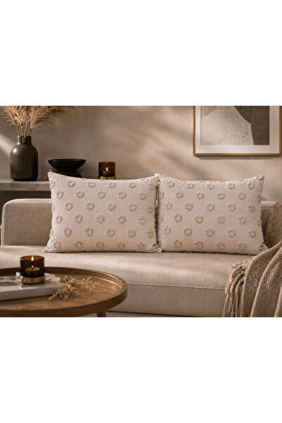 Home 2’li Şönil Ponpon Desenli Yastık Kılıfı Seti 47x67 cm %100 Pamuk