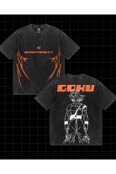Toum Anime Dragon Ball Goku Printed Washable Vintage Unisex Oversize T-Shirt