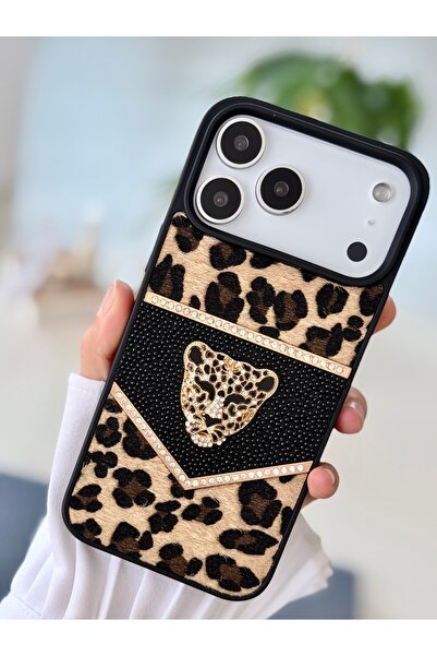 Go Aksesuar Iphone 17 PROMAX Uyumlu ELMAS Tasarımlı Kaplan Taşlı Işıltılı Parlak Pırlanta Silikon Kılıf