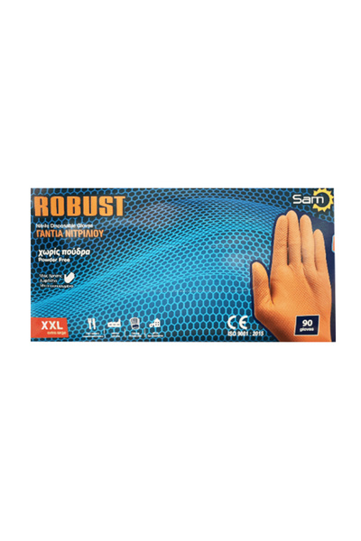 OEM ROBUST ΓΑΝΤΙΑ ΝΙΤΡΙΛΙΟΥ ΠΟΡΤΟΚΑΛΙ (90τεμ.) - (XXL)(ΧΩΡΙΣ ΠΟΥΔΡΑ) - (ΓΙΑ Σ...