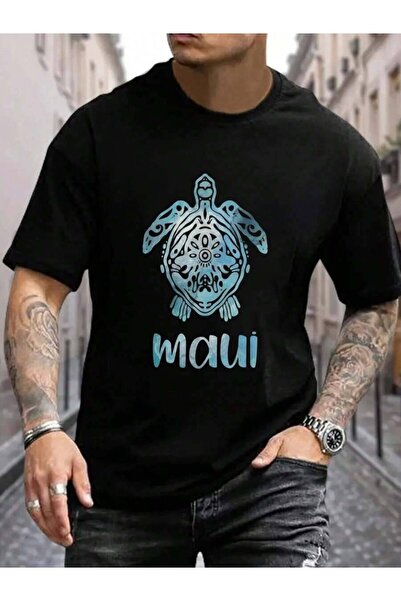 9TAY تي شيرت رجالي أسود للعطلات بأكمام قصيرة وياقة دائرية، مصنوع من القطن 100...