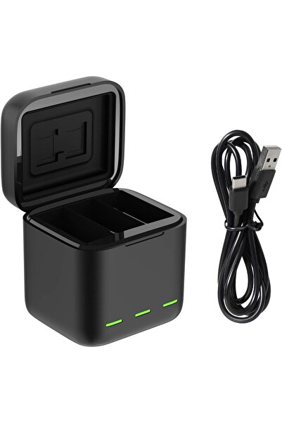 Generic صندوق شحن وتخزين ثلاثي الفتحات من تيليسين لكاميرات جوبرو هيرو 12، هير...