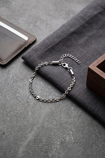 Clariss 316L Steel Silver Color Disc Chain Model Men's Bracelet