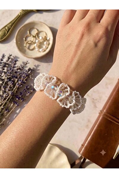 Beykan handmade سوار من حجر الكوارتز الحراري مزين بالدانتيل والخرز بتصميم GEL...