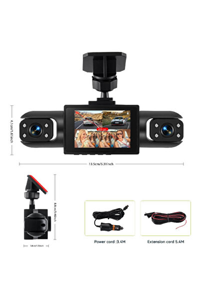 Generic Brand Camera video auto cu 4 obiective, Dvr si ecran de 2"