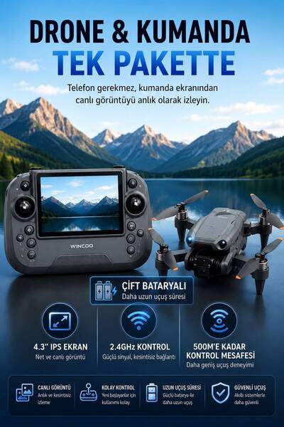 WUNİT R682 Ekranlı Kumanda Drone HD Kamera Çift Batarya Aktif Tüm Özellikler ...