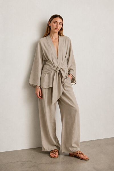 Quzu 26Ypnt02228 Women's Corsage Detailed Trousers