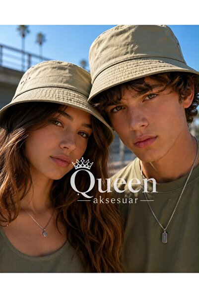 QUEEN AKSESUAR Unisex μονόχρωμο Safari χακί στρατιωτικό πράσινο Καπέλο Bucket...