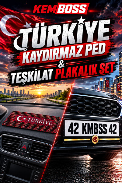 KEMBOSS Türkiye Kaydırmaz Torpido Pedi ve Teşkilat Plakalık Seti - Araç İçi K...