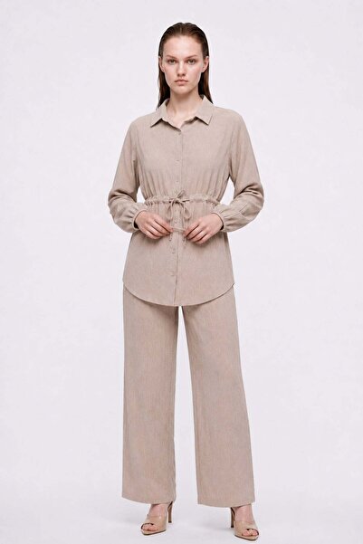 HAKKE Crinkle Shirt Pants Woven Top and Bottom Set