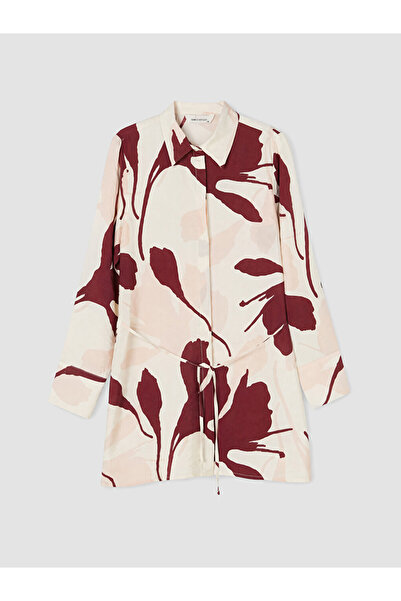 LC Waikiki Lcw Everyday Burgundy Floral Women's Shirt Tunic