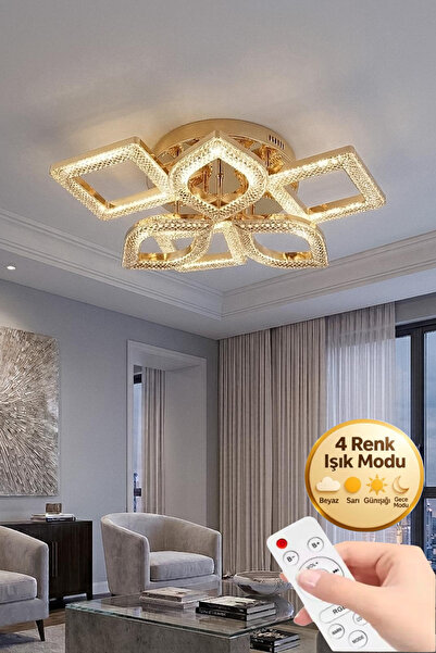 Lumia Lighting Hera Model Gold 6"lı Ledli 3 Renk Modu Kristal Salon Mutfak Ya...