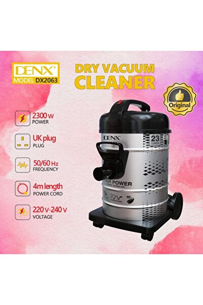 Denx DX2063 Drum Dry Vacuum Cleaner | 2300W High Power | 23L XL Dustbin | Wet...