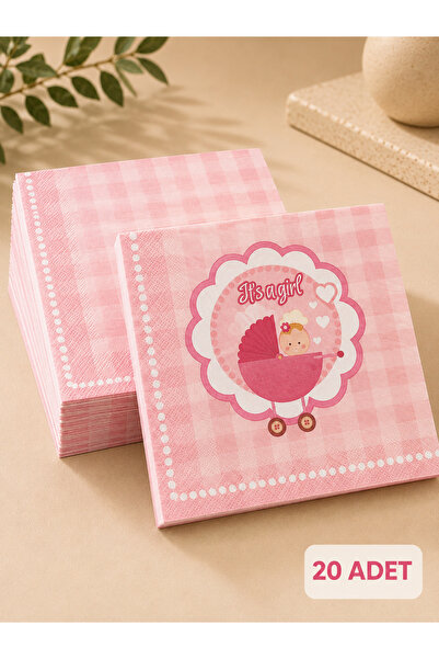 essen party It's a Girl Baby Girl Themed Paper Party Napkins 33X33 cm Double ...