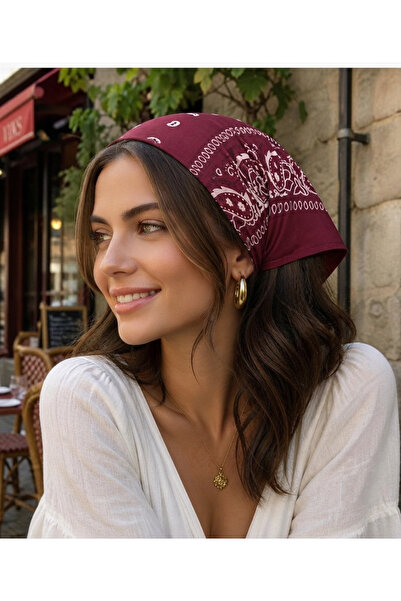 MutluBiDünya Etnik Desen Kare Pamuklu Bandana Fular