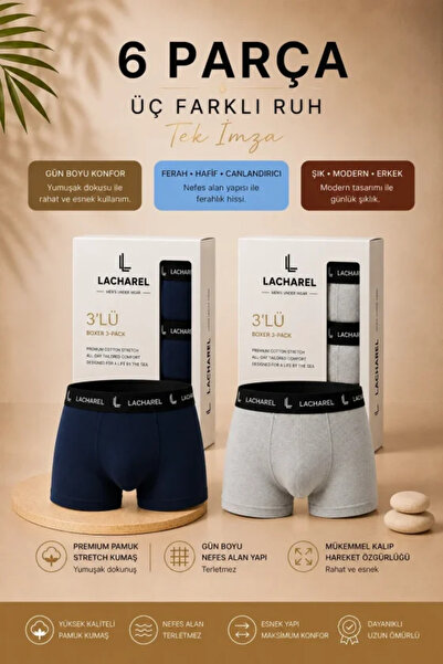 Generic Brand Men's Lycra Cotton Breathable Combed Cotton 6-Piece Boxers - Na...