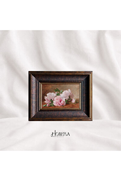 HOMERA DEKOR Vintage Dekoratif Çerçeve Camlı Pembe Çiçek Posterli (24x19 cm),...