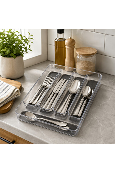OEM Organizator de tacâmuri gri cu 5 compartimente—Design practic pentru sert...