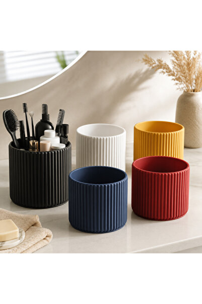 MYE TEKNOLOJİ 3D Printing Round Striped Organizer Pen Holder Makeup Brush Hol...