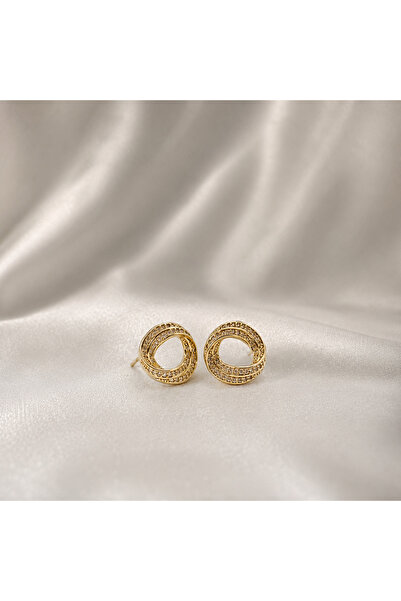 Yonida Jewelry 14K Gold Renk Kaplama Zirkon Taşlı Dalgalı Daire Tasarım Glory...