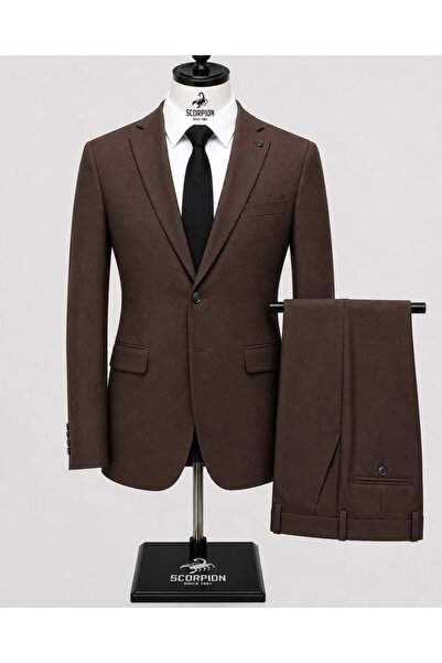 Plus Scorpion Costum bărbătesc smart casual și formal, slim fit, texturat, cu...