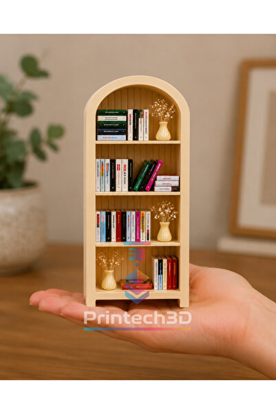 Printech3d Dekoratif Minyatür Kitaplık ve Kitap Seti - Masaüstü ve Kitaplık D...