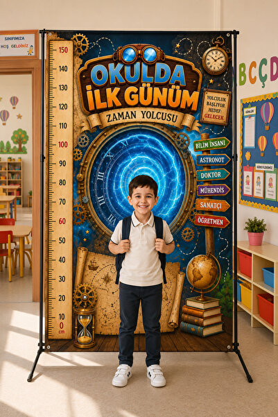 toreksan reklam Kişiye Özel Okulda İlk Günüm Brandası 100x150 cm Dikey Fotoğr...