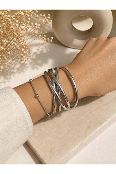 MARE BUTİK Silver Çoklu Halka Bileklik