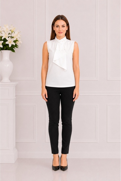 OEM Bluza tinereasca, eleganta, culoare alba, model fara maneci
