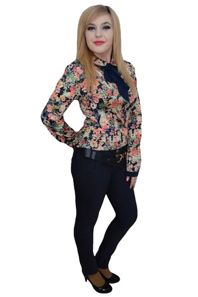 OEM Pantalon elegant, de nuanta bleumarin, cu design modern