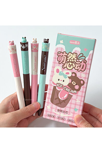 Choice black Ice Cream 4Pcs/Box Funny Cupcake Gel Pen 0.5mm Cute Animal Quick...