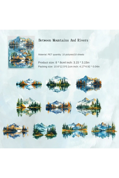 Choice3 A Between Mountains 10Pcs landscape Stickers pack materials Supplies ...