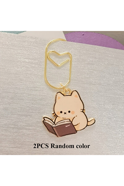 Choice 2pcs-Random color 2/4pcs/set New Cat Creative Paper Page Clip Pink Kat...